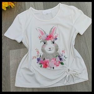 Btween Lace Embellished Bunny Graphic Tee